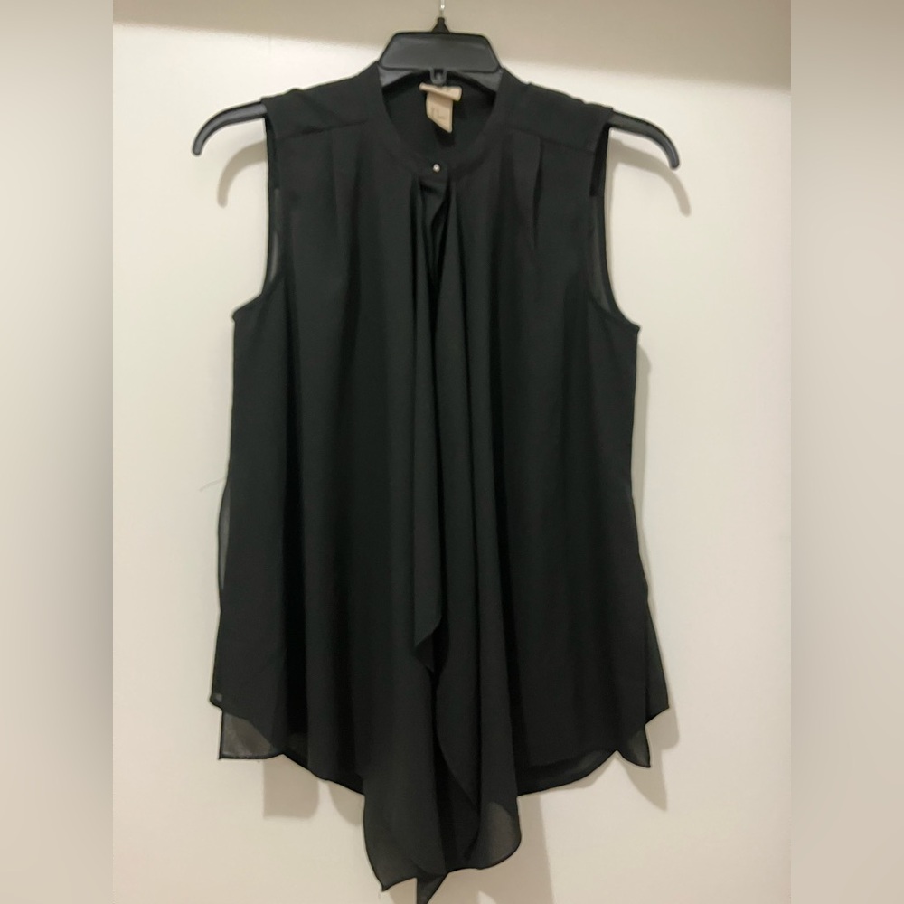 H&M Womens Sleeveless Button Up Shirt Black Blouse Work Top US size 4